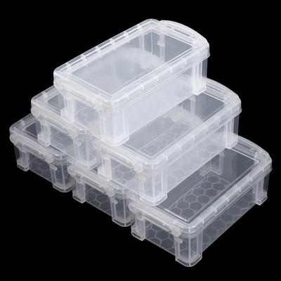 6 Pcs Mini Plastic Boxes, 5'' x 3'' x 1.8'' Small Clear Storage Containers wi...