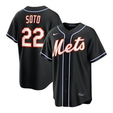 New York Mets Juan Soto #22 Nike Black Out Fashion 2026 Official MLB Jersey