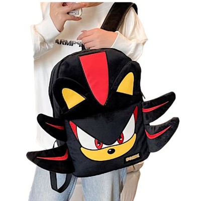 Sonic Black Shadow Backpack Soft Plush Gamers Anime Characters Kids School Bag