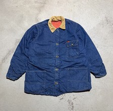 Vintage Big Smith Lined Denim Chore Barn Jacket Corduroy Collar Sz 44 Union Made
