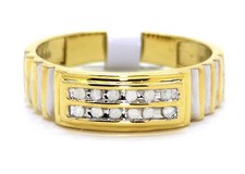 Mens 10K Yellow Gold 7.0 MM Diamond Engagement Wedding Band Fashion Ring .15 Ct