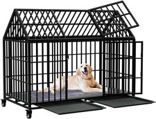 54" Heavy Duty Dog Crate Large Dog cage Strong Metal Dog Kennels and Crates for