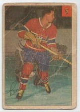 1954-55 PARKHURST NHL BERT OLMSTEAD MONTREAL CANADIENS #5 GD LUCKY PREMIUM CARD