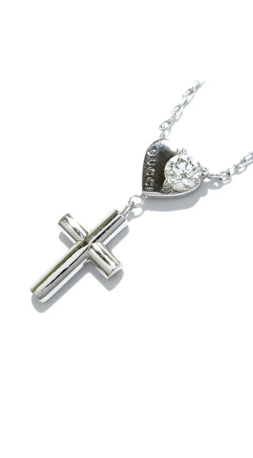 Collana Gucci in oro bianco 18 carati con diamanti NUOVA! Autentico!