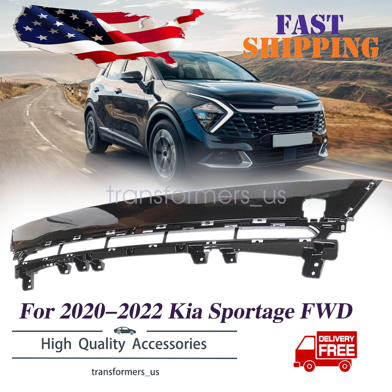 For 2020-2022 Kia Sportage FWD 86561D9500 Front Bumper Lower Grille Center