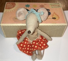 Maileg Rare Lotus Big Sister Mouse W/ Bedding Box Retired HTF