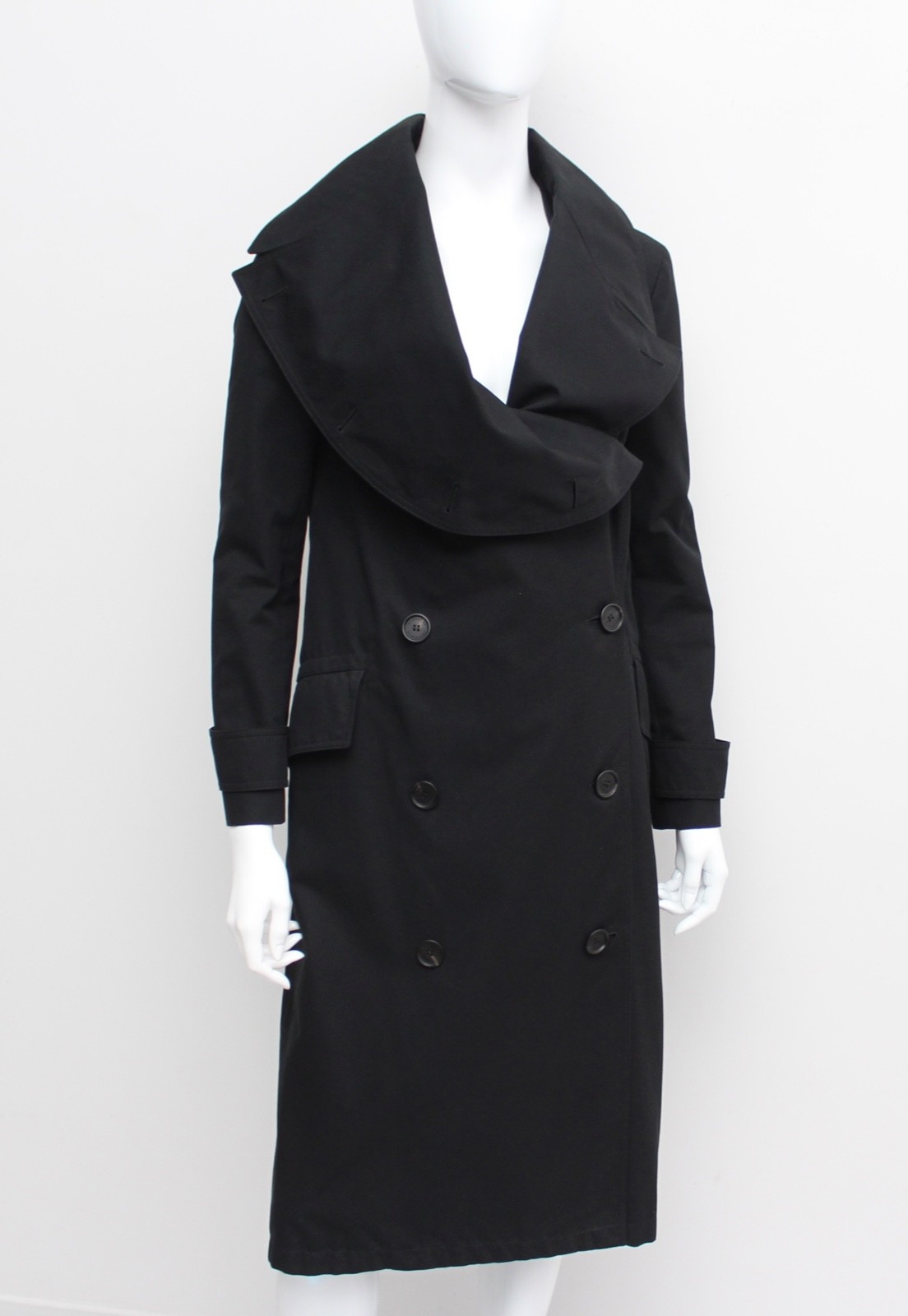 Authentic Women's BURBERRY PRORSUM Black Long Coat Overcoat RARE US4 ~XS ITALY image 5