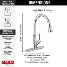 DELTA 9110-DST KITCHEN FAUCET 1.8 GPM ZINC CHROME 1 HANDLE PULL-DOWN DECK