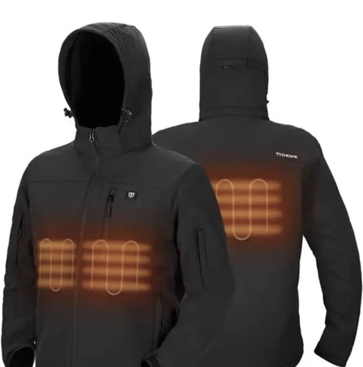 TIDEWE XXL Waterproof & Windproof Heated Jacket For Men Black NWT