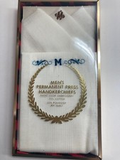 VTG Embroidered Men's Handkerchief Monogram Initial Letter "M" Boxed set