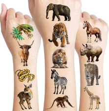 96 PCS Jungle Animal Temporary Tattoos for Kids - Pre-cut  Realistic Safari ...