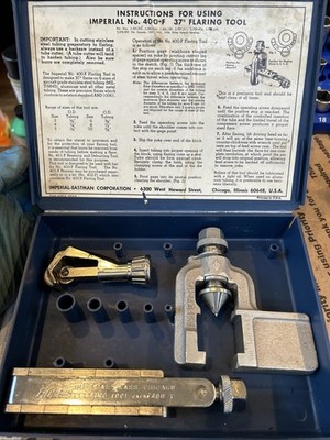 Imperial Eastman Tube Working Kit Flaring Tool 37º 400-F & Cutter USA Case Set