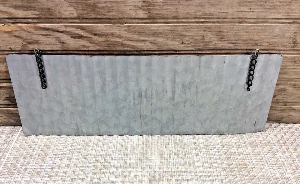 RUSTIC Farmhouse Corrugated Tin Metal Hanging WELCOME Sign 13.75" X 4.75" - Image 4 of 4