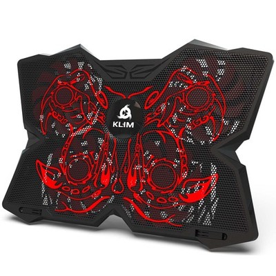 KLIM Laptop Kühler 4 Lüfter schnelle Kühlung - Schwarz (Cobra Red)