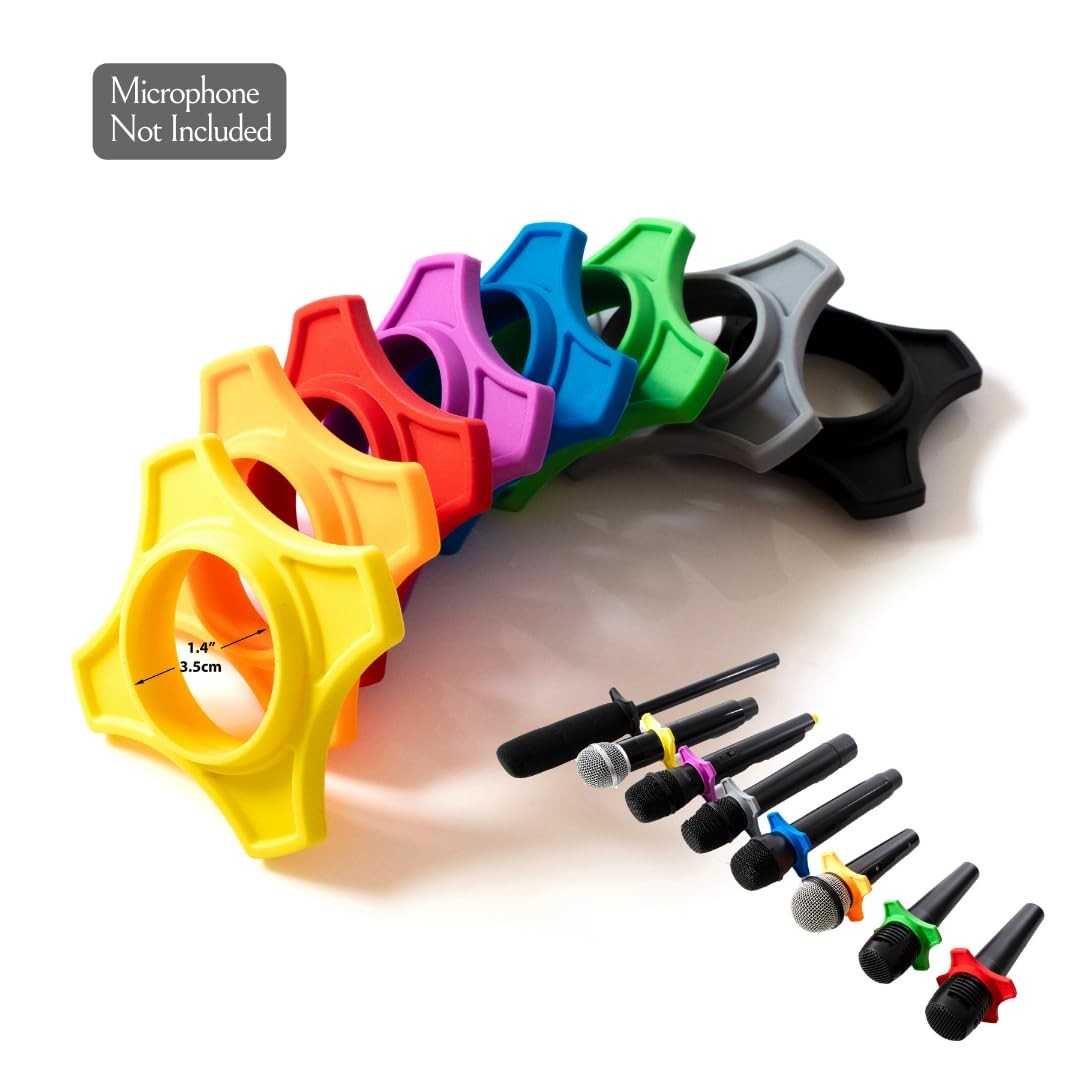 Multi Microphone Holder for Mic Stand - Holds 8 Mics 8 Anti-Roll Rings