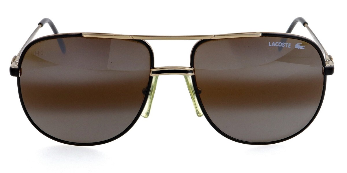 Vintage NOS LACOSTE 101 T75 60mm Black Gold Aviator Sunglasses France  Excellent!