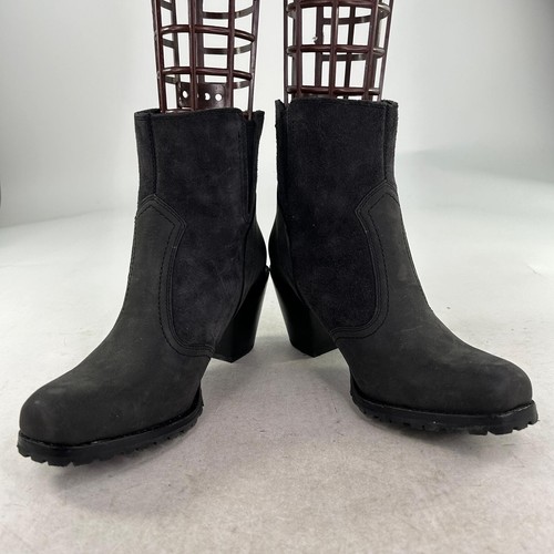 Woolrich Women's Kiva Heels Chelsea Boot US 8.5 Black Suede Nubuck Short Booties - Picture 3 of 10