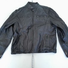 BEN SHERMAN Leather Jacket 3 Large Black Mens Pockets Genuine Real