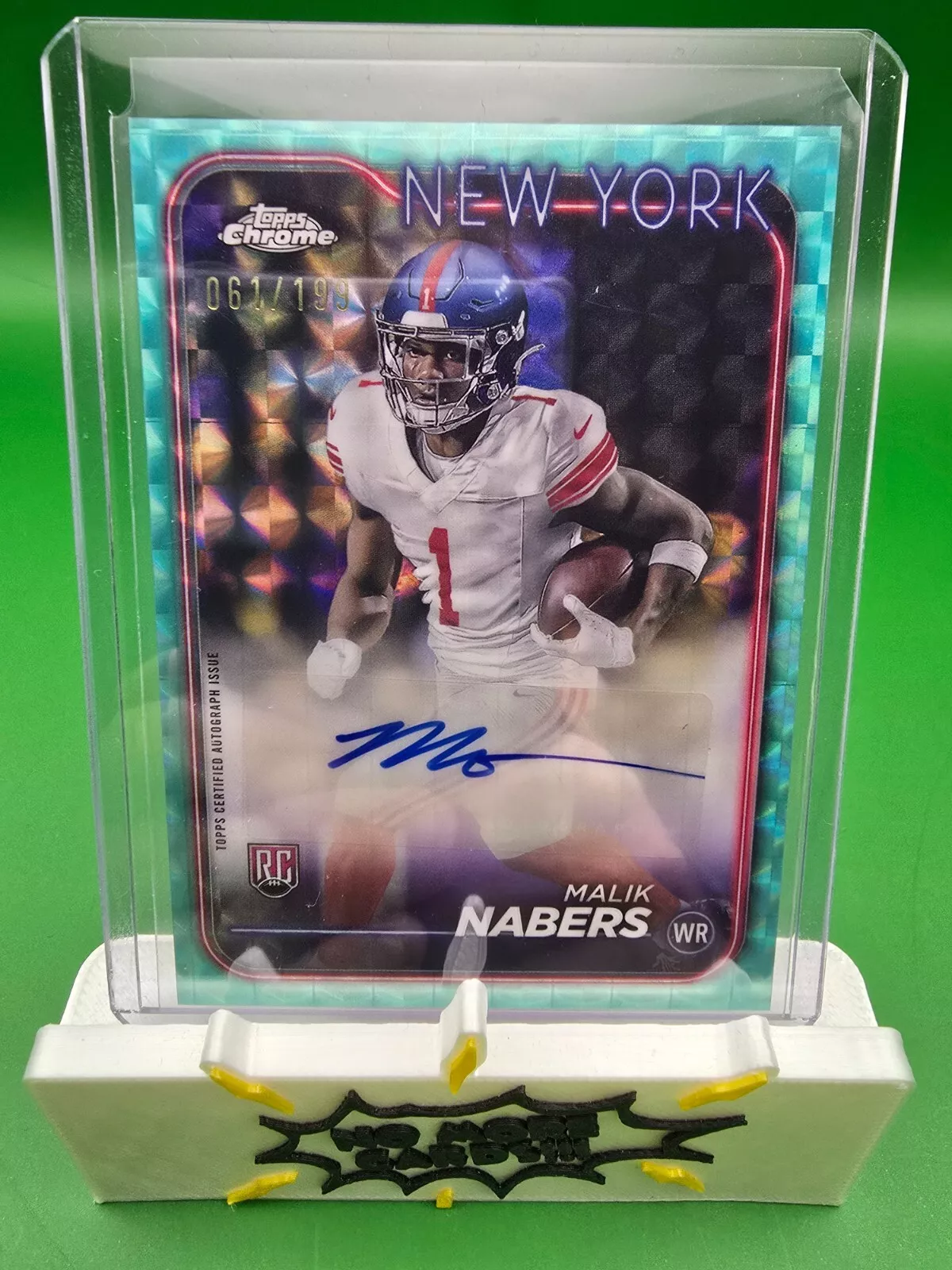 2024 Topps Chrome Malik Nabers Aqua Geometric Auto 061/199