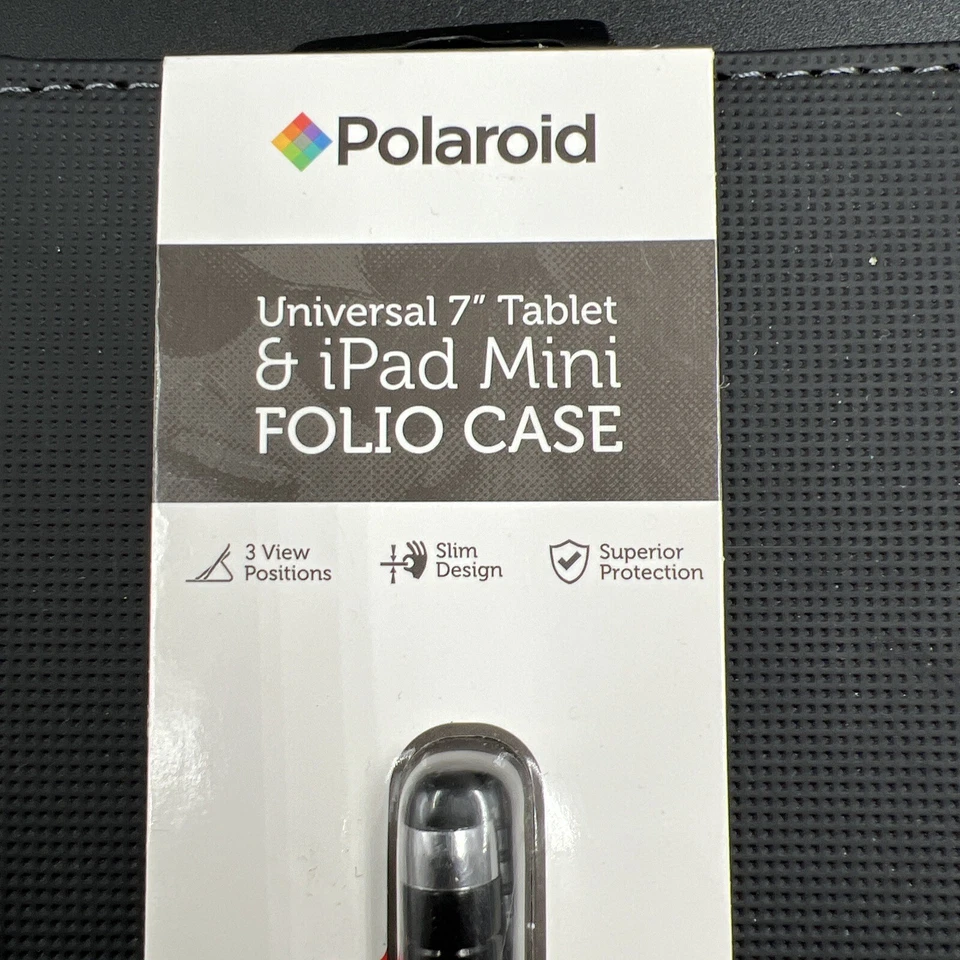 Polaroid Universal 7" Tablet Folio Case for iPad Mini With Bonus Stylus New - Image 3 of 4