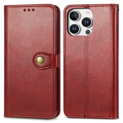 For iPhone 17 Pro Max 15 14 13 12 11 XR 7 Magnetic Leather Flip Card Wallet Case