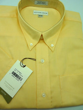 Cutter  Buck Men's Yellow Button Down Wrinkle Resistant SS Shirt Size XL
