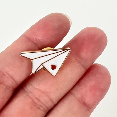 NWT Love Letter Pin, Paper Plane with a Little Heart Broach