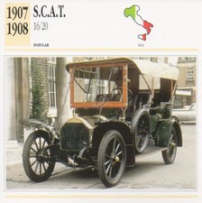 1907-1908 SCAT S.C.A.T. 16/20 Classic Car Photograph / Information Maxi Card