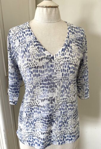 MONSOON Linen blend short sleeve Top. Size S-M. Blue - Picture 1 of 3