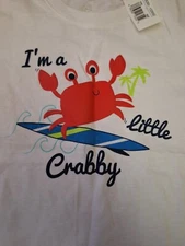 Koala Kids Red Crab Im A Little Crabby White Short Sleeve Cotton Shirt  5T New