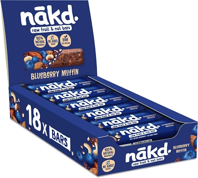 NATURAL BALANCE FOODS Nakd Blueberry Muffin Natural Fruit & Nut Bars Vegan Healthy Snack Gluten Free