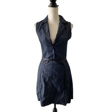 Calvin Klein Jeans Sleeveless Denim V-Neck Collared Dress Women’s Size 8 S