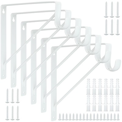 6PCS Closet Rod Brackets Heavy Duty 11x11 Inch Closet Rod Support Bracket Wal...