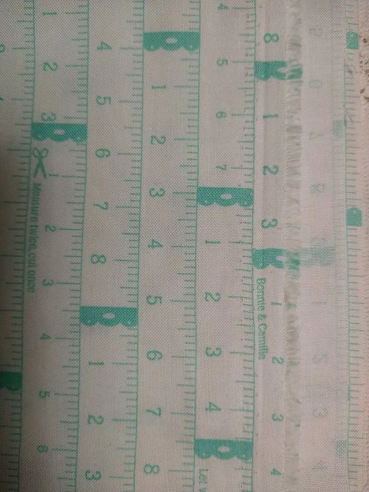 Little Snippets by Bonnie & Camille Moda Aqua Tape Measures Measure Twice 18x29 - Image 2 of 4
