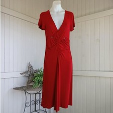 Verge NZ Vintage Womens Red Dress Size 12 Y2K 2000s Midi A Line Asymmetric