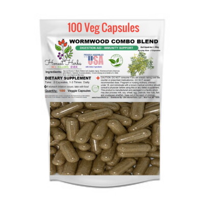 Wormwood Combo - Wormwood, Black Walnut, Cloves, Quassia, Fern - 100 Veggie Caps