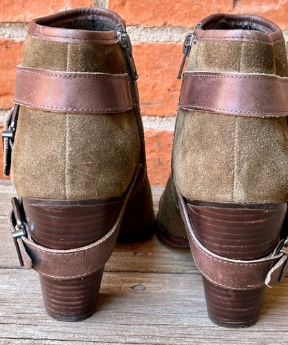 Gianni Bini Olive Suede Leather Ankle Boots Side Zip 10M EXCELLENT - Picture 4 of 8
