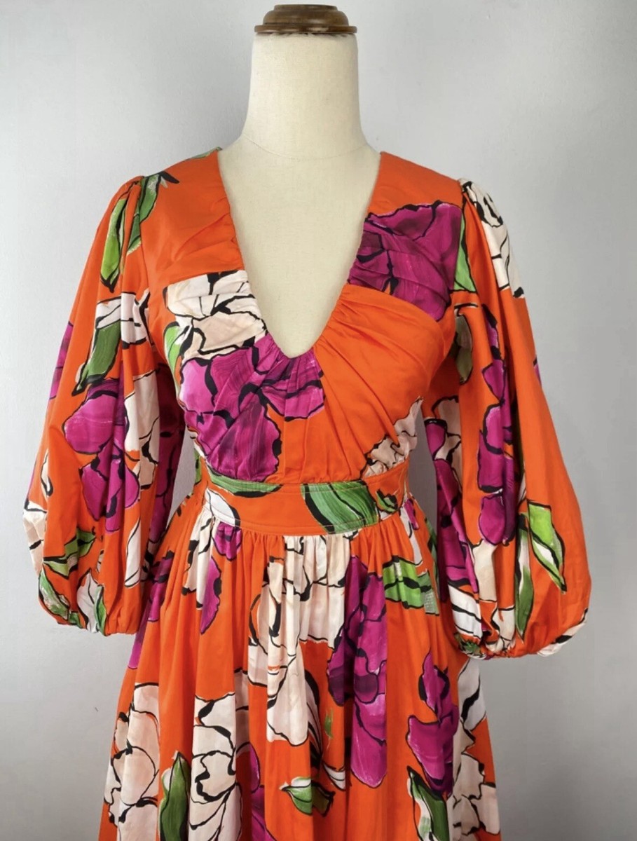 knee length dresses for ladies Aje Marlene Floral Midi Dress Size 14