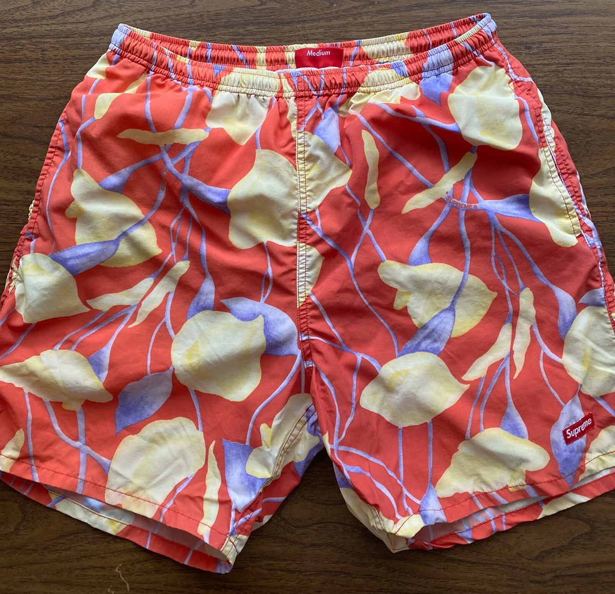 Supreme Red Floral Nylon Water Shorts Trunks Box Logo SS18 Size M