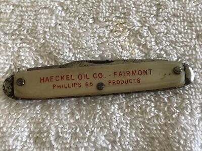 HAECKEL OIL PHILLIPS 66 VINTAGE IDEAL ADVERTISING POCKET KNIFE, FAIRMONT, MINN.