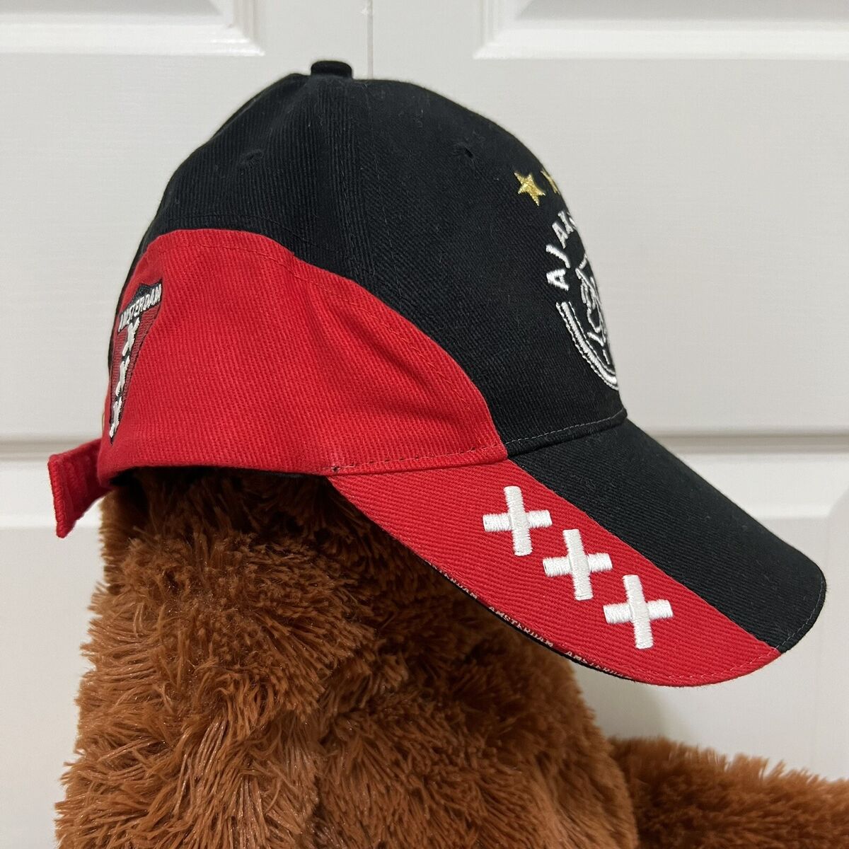 AFC AJAX Amsterdam Adjustable Cap Hat Black Red Embroidered AFC AJAX Amsterdam Adjustable Cap Hat Black Red Embroidered