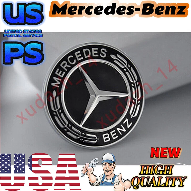 Mercedes-Benz черный капот эмблема лавровый венок плоский логотип GLC GLE GLS GL G ML GLK - Изображение 4 из 4