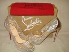 100% AUTHENTIC NEW WOMEN LOUBOUTIN VERY LACE 120 SILVER HEELS/PUMPS US 8.5 — photo 2