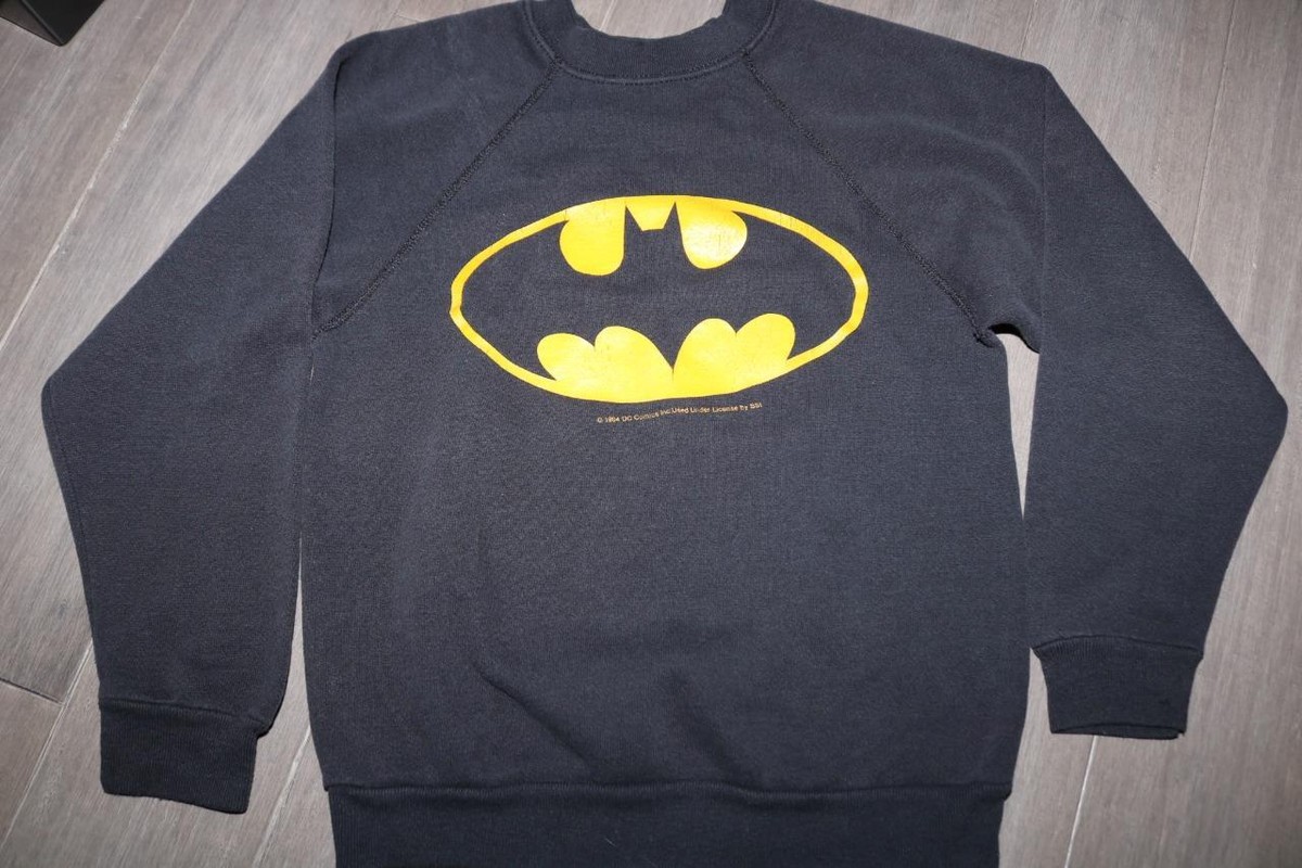 VINTAGE 90s BATMAN YOUTH BOYS CREW SWEATSHIRT DC COMICS TOP HALF