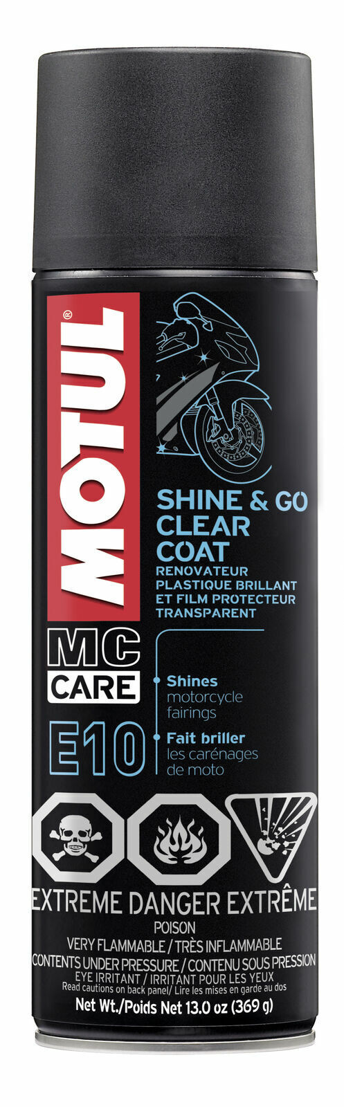 Motul E10 Motorcycle Shine & Go Silicone Clean Spray Cleaner 13oz (108093)