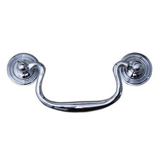 Vintage Drawer Handles Swan Neck Drop Handle Chrome Plated 3.5" / 92mm