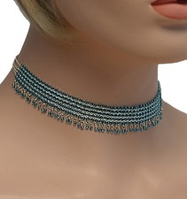 Napier Light Blue Bead Fringe Collar Choker Necklace For Women Adjustable 13-15"