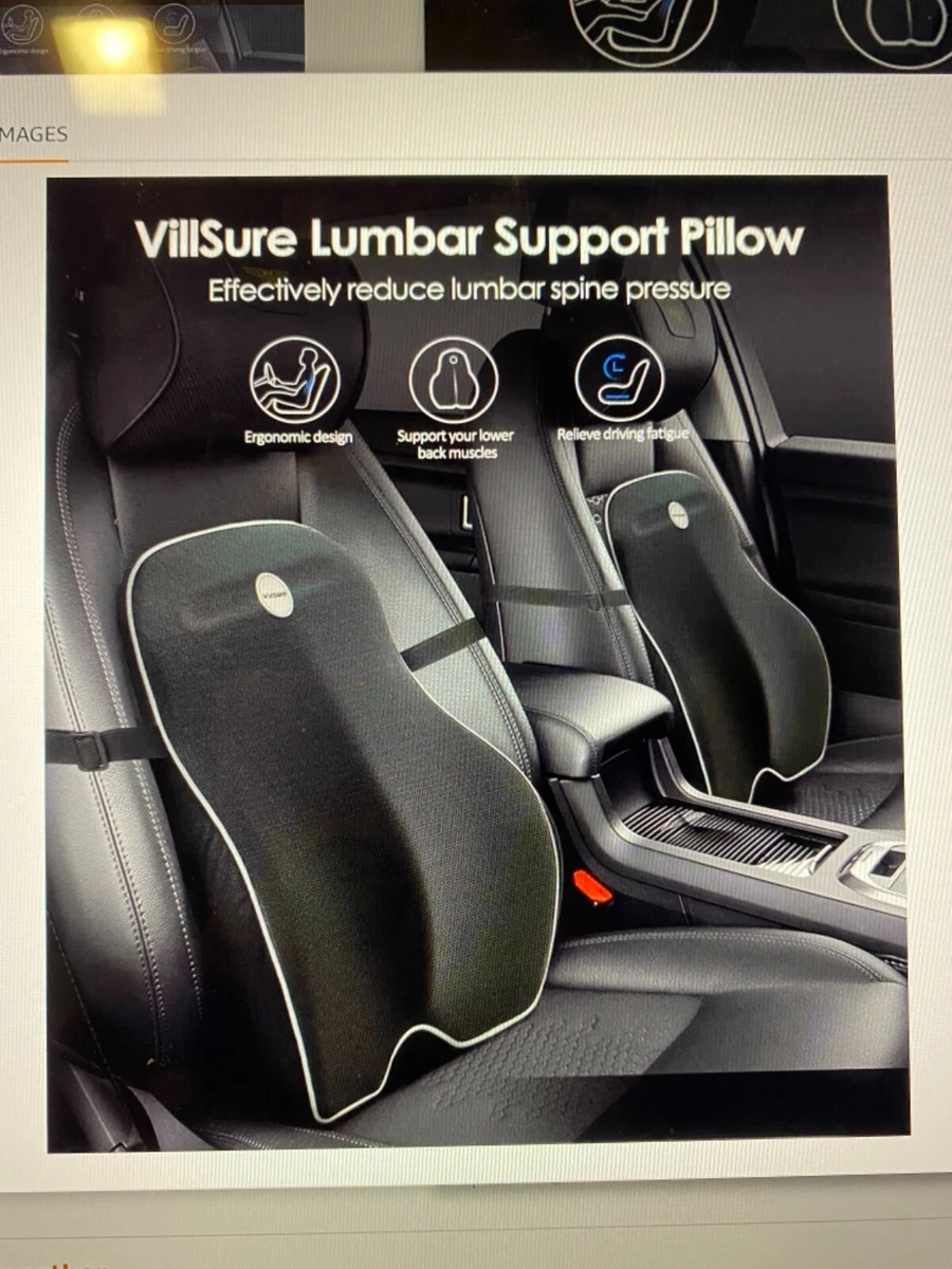  Lumbar Support Pillow for Car Seat of  Midsize/Full-Size/SUVs/Trucks -Soft Memory Foam Car Back Support for  Driving Fatigue/Back Pain Relief - Dual Straps Better Fix The Back Support  for Car -Black 