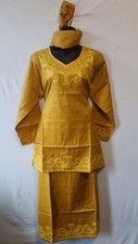Women African Skirt Suit Attire Dashiki Ethnic Mustard Free Size Print  9161