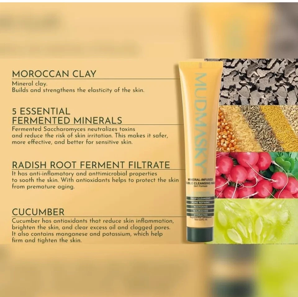 Mudmasky Mineral-Infused Double Cleansing Mask - Morrocan Lava Clay 75ml RRP £42 - Image 3 of 4